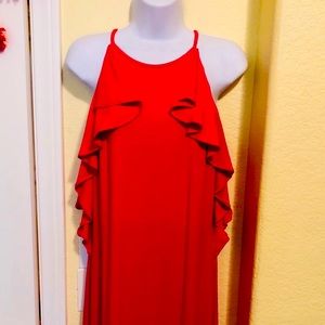 Ann Taylor straight fit, fuchsia midi dress.